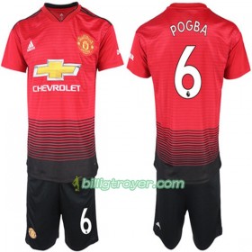 Billige Fotballdrakter Manchester United Paul Pogba 6 Barn Hjemmedraktsett 2018/19 Kortermet